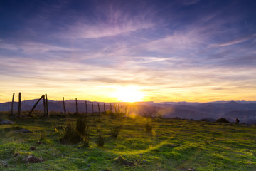 Dusk on Mount Oiz, Basque Country, with wind energy gathering