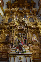 Fototapeta na wymiar Interior decor of the Huamanga Cathedral Basilica of St. Mary, Ayacucho, Peru