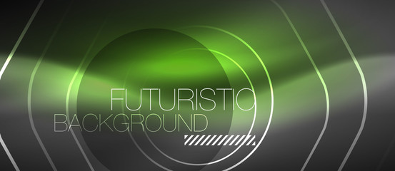 Black and glowing color lines neon design, magin techno template background