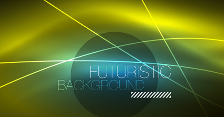 Neon glowing magic background, neon banner, night sky wallpaper. Magic light effect. Christmas abstract pattern.