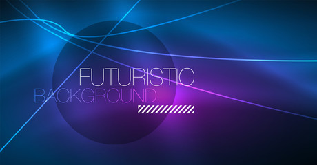 Neon glowing magic background, neon banner, night sky wallpaper. Magic light effect. Christmas abstract pattern.