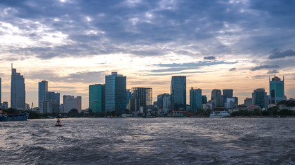 Panoramic view of Ho Chi Minh City from Saigon River