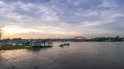 Panoramic view of Saigon River, Ho Chi Minh City, Vietnam