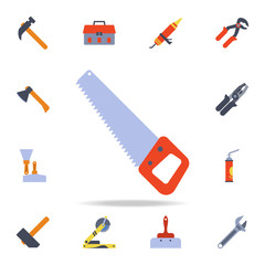 color saw for wood icon. Detailed set of color construction tools. Premium graphic design. One of the collection icons for websites, web design, mobile app
