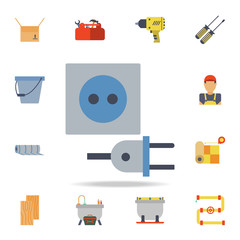 color electric plug and socket icon. Detailed set of color construction tools. Premium graphic design. One of the collection icons for websites, web design, mobile app