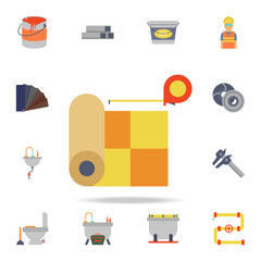 color linoleum and tape measure icon. Detailed set of color construction tools. Premium graphic design. One of the collection icons for websites, web design, mobile app