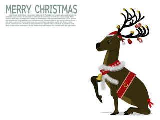 Decorated deer is sitting on transparent background