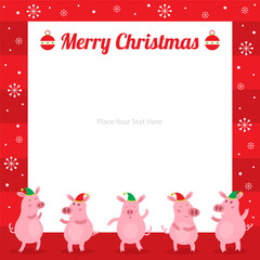 Fototapeta na wymiar Christmas card with cute pig