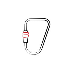Camping, carabineer 2 colored line icon. Simple hand drawn color element illustration. Camping, carabineer outline symbol design from camping set
