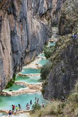 Millpu Lagoon, a series of stunning natural turqoise pools, near the city of Ayacucho, Peru