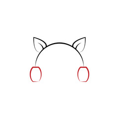 New year trip, earmuffs 2 colored line icon. Simple hand drawn color element illustration. earmuffs outline symbol design from camping set New year trip