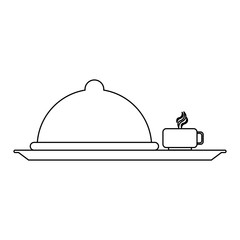 Fototapeta premium Restaurant dish dome and hot drink black and white