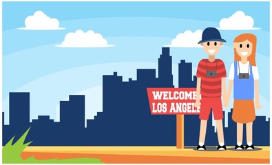 flat illustration welcome to united states, vector illustration