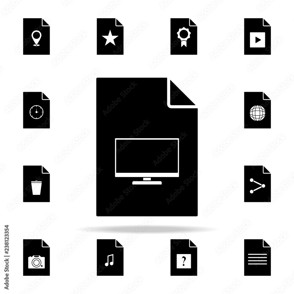 Poster a computer on document icon. file and documents icons universal set for web and mobile