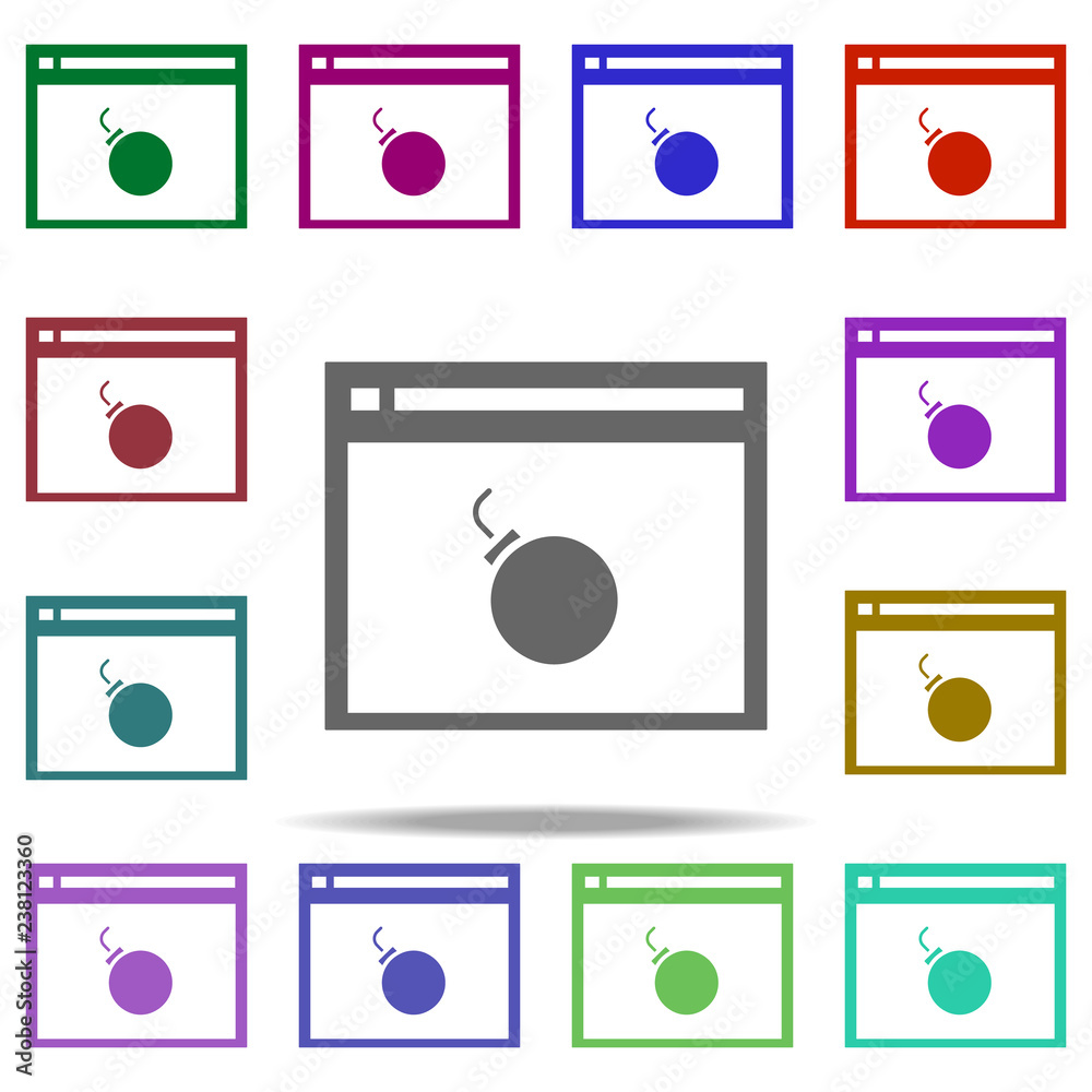 Poster bomb in the browser icon. elements of hacker in multi color style icons. simple icon for websites, w