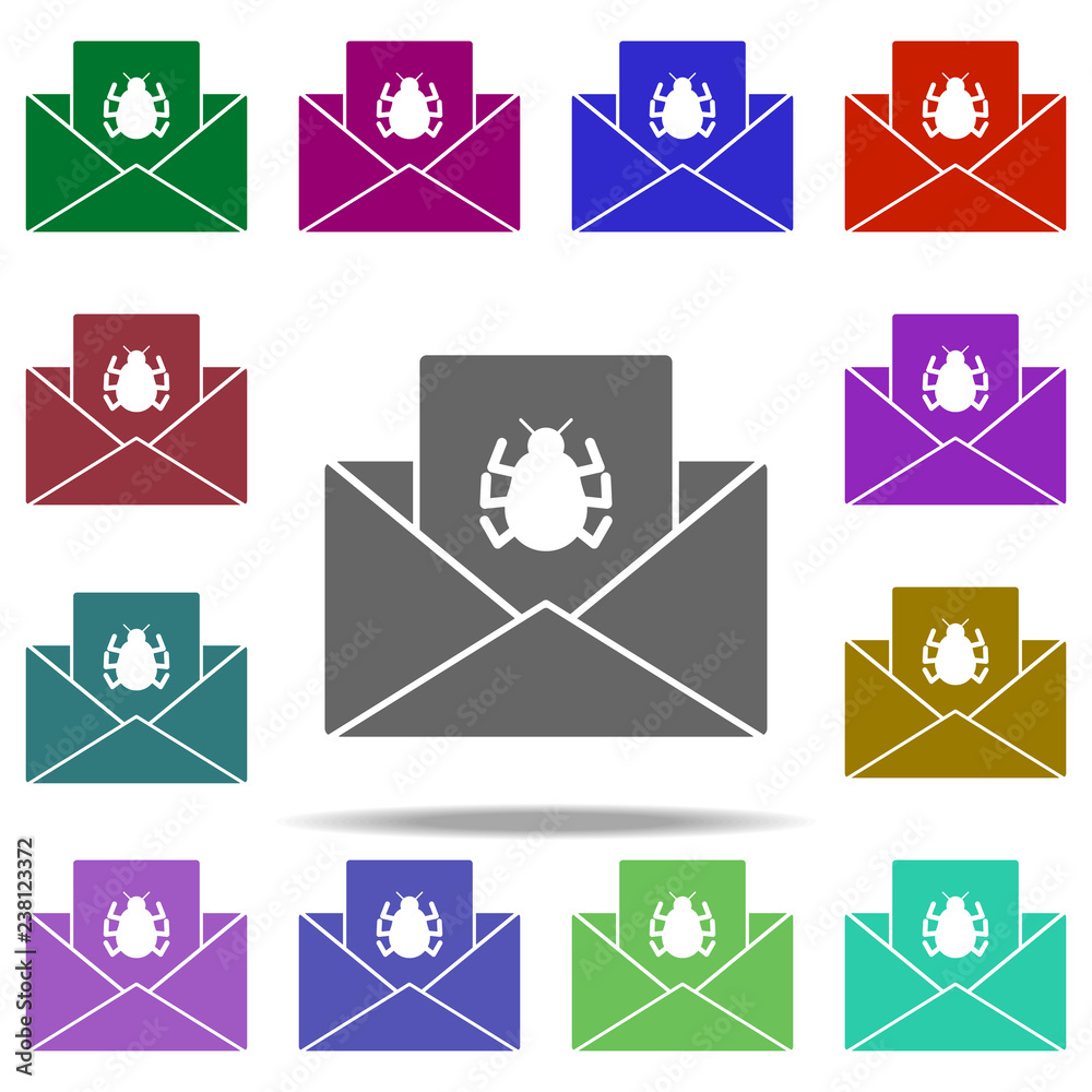 Poster mail virus icon. elements of hacker in multi color style icons. simple icon for websites, web design