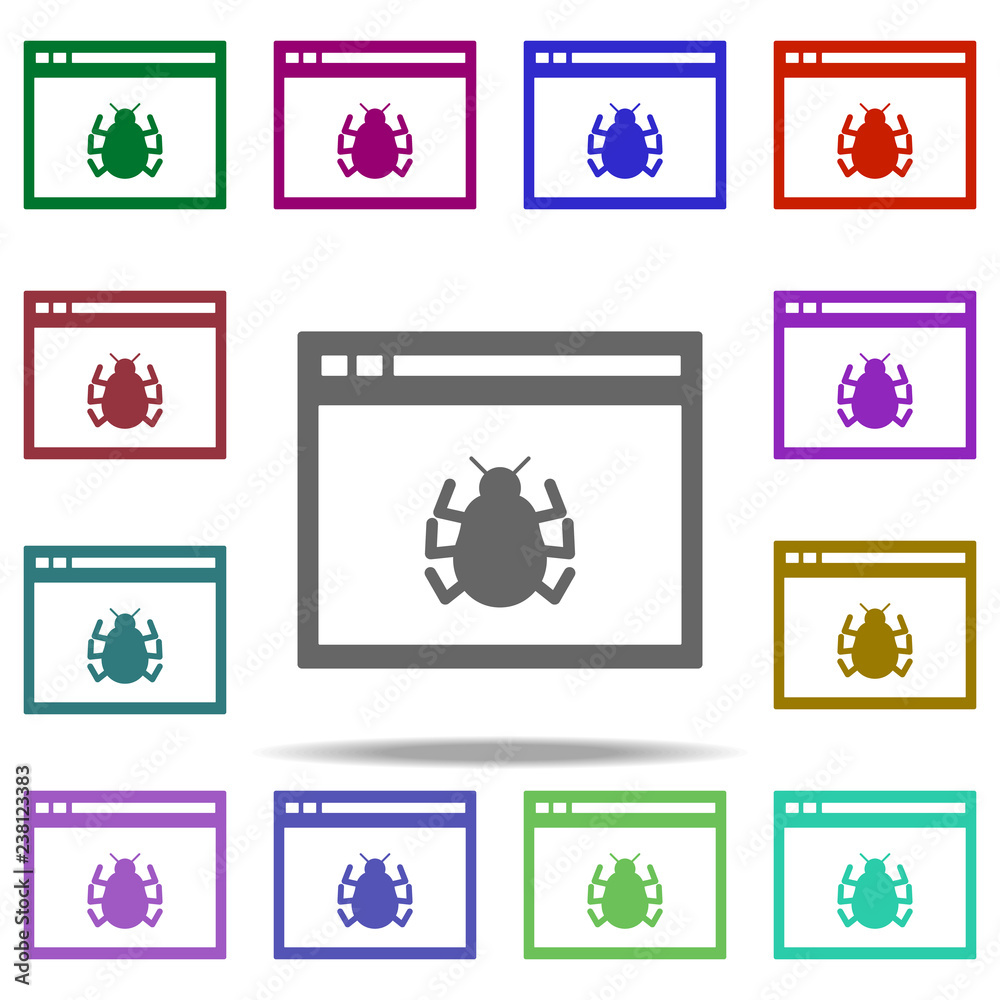 Poster virus in the browser icon. elements of hacker in multi color style icons. simple icon for websites, 
