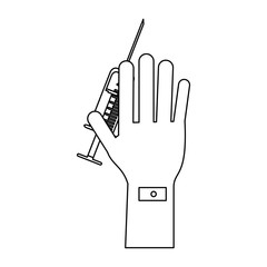 needle extracting blood from hand black and white