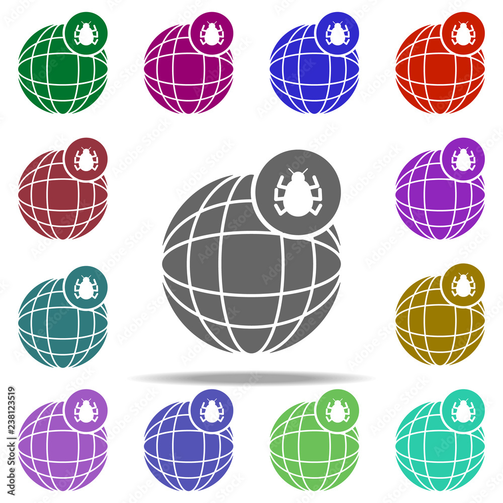 Poster world virus icon. elements of hacker in multi color style icons. simple icon for websites, web desig