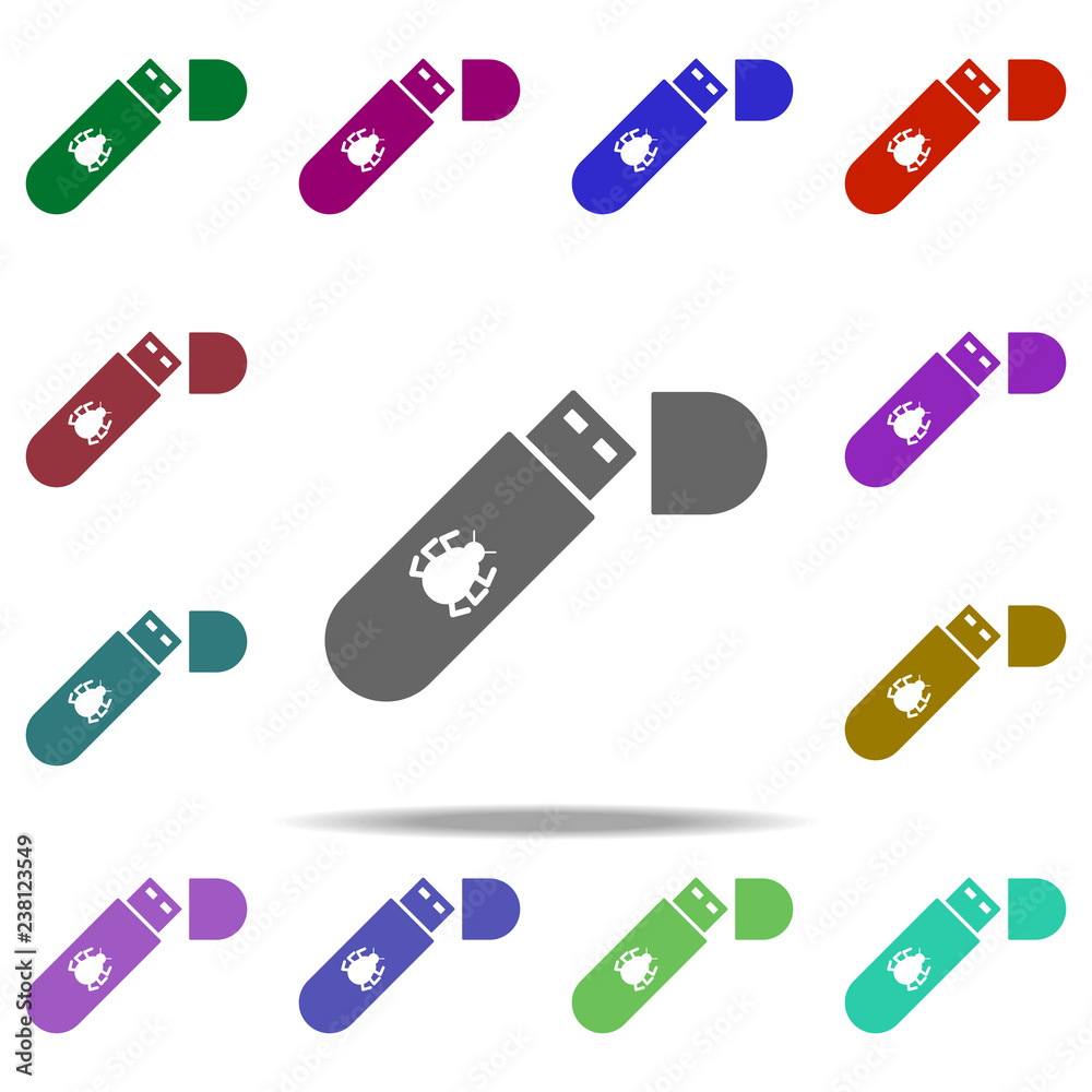 Poster virus in flash card icon. elements of hacker in multi color style icons. simple icon for websites, w
