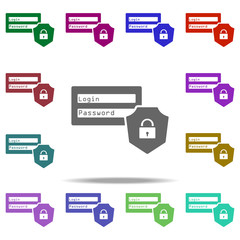 password protection and login icon. Elements of Hacker in multi color style icons. Simple icon for websites, web design, mobile app, info graphics
