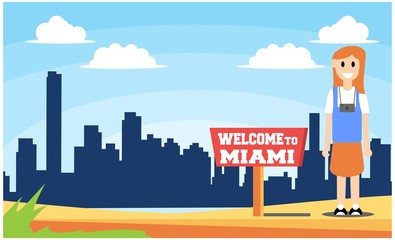 flat illustration welcome to united states, vector illustration