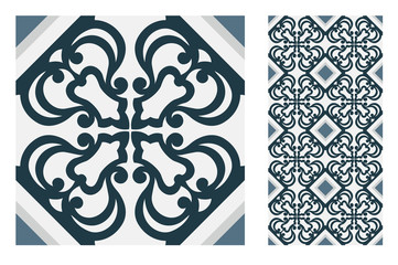 tiles Portuguese patterns antique seamless design in Vector illustration vintage