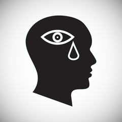 Human head sadness icon on white background for graphic and web design, Modern simple vector sign. Internet concept. Trendy symbol for website design web button or mobile app