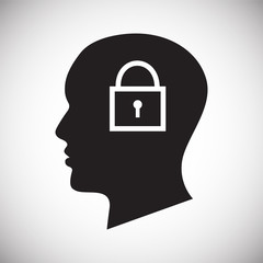 Human head with padlock icon on white background for graphic and web design, Modern simple vector sign. Internet concept. Trendy symbol for website design web button or mobile app