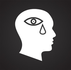 Human head sadness icon on black background for graphic and web design, Modern simple vector sign. Internet concept. Trendy symbol for website design web button or mobile app