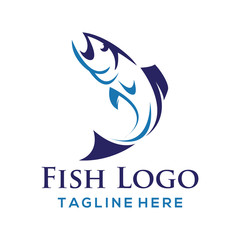 fish, logo, icon, vector, blue, isolated, background, fishing, illustration, nature, food, sea, symbol, ocean, water, white, element, wave, tuna, design, sign, animal, river, seafood, round, abstract,