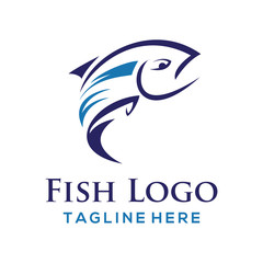 fish, logo, icon, vector, blue, isolated, background, fishing, illustration, nature, food, sea, symbol, ocean, water, white, element, wave, tuna, design, sign, animal, river, seafood, round, abstract,