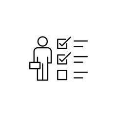 Analytics, board, man icon. Element of business people icon for mobile concept and web apps. Thin line Analytics, board, man icon can be used for web and mobile