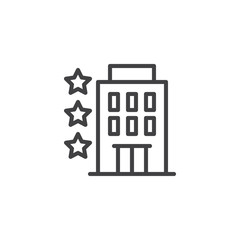 Three star hotel outline icon. linear style sign for mobile concept and web design. Hotel building simple line vector icon. Symbol, logo illustration. Pixel perfect vector graphics