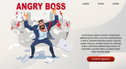 Angry boss screams in chaos at his subordinates