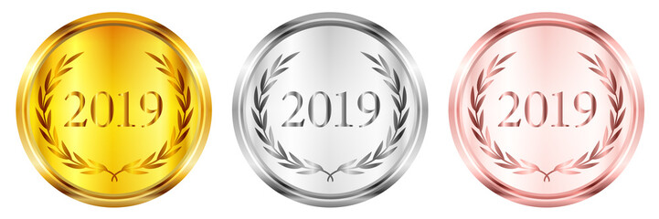 Naklejka premium 2019 新年 メダル アイコン 