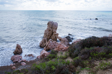 Beach and blue water. Travel photo 2018 december.