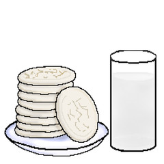 Pixel 8 bit drawn sugar cookies snack with milk for Santa