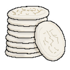 Pixel 8 bit drawn sugar cookies snack stack