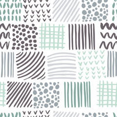 Hand drawn squares.  Vector  seamless pattern