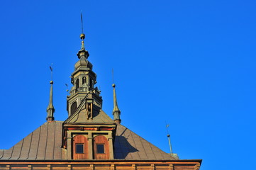 GDANSK, POLAND, DECEMBER 2, 2017. Tower of Old The prison tower with clear sky background. Now Amber Museum. Branch of the Historical Museum of the City of Gdansk