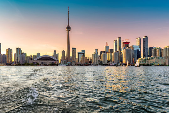 Toronto skyline at beautiful sunset  - Toronto, Ontario, Canada.
