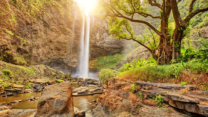 Beautiful waterfall hidden in the tropical jungles