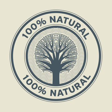Abstract sign or label with text Natural product