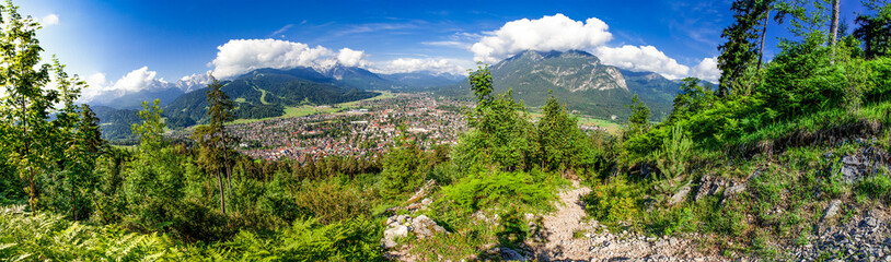 Fototapeta na wymiar View from Wank on the Garmisch-Partenkirchen - Bavaria - Germany