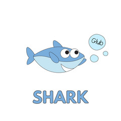Cartoon Shark Flashcard for Children