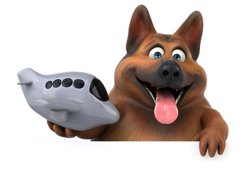 Fun german shepherd dog - 3D Illustration