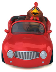 Fun chicken - 3D Illustration