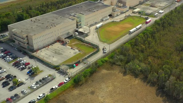 Aerial stock prison footage Miami Metrowest detention center 4k