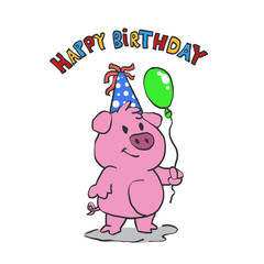 Obraz na płótnie Canvas Cute pig cartoon Happy birthday 